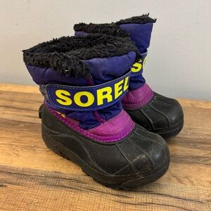 Sorel Kids Purple Black Pink Winter Rain & Snow Boots